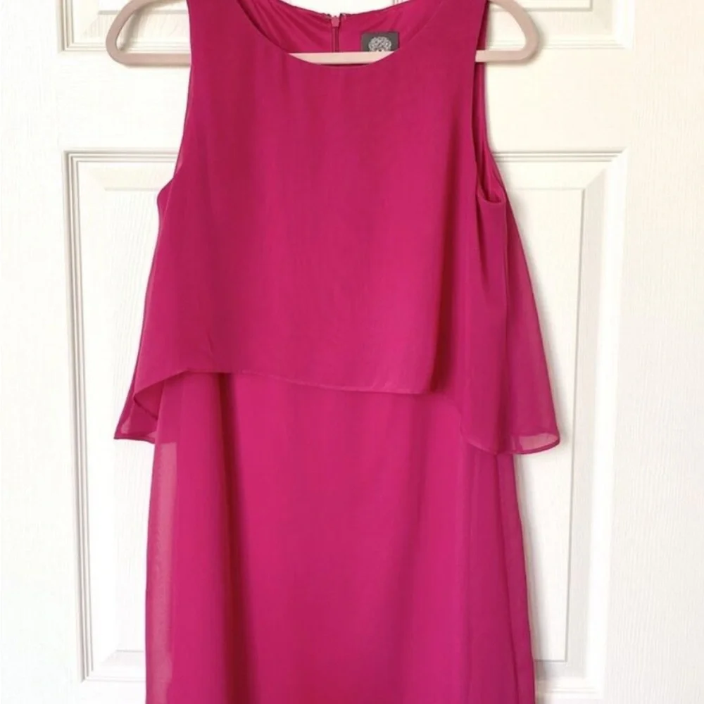SLNY Pink Asymmetrical Tiered Cocktail Dress, sz 10 - Picture 10 of 10